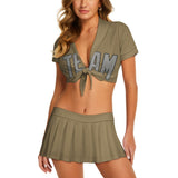 Custom Light Khaki Gray Cheerleading Uniform Set