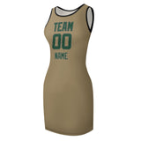 Custom Light Khaki Green Sleeveless Vest Dress