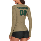 Custom Light Khaki Green Women's Long-Sleeve Shirt