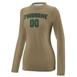 Custom Light Khaki Green Women's Long-Sleeve Shirt