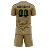 Custom Light Khaki Dark Green Soccer Jersey