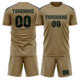Custom Light Khaki Dark Green Soccer Jersey