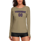 Custom Light Khaki Purple Women's Long-Sleeve Shirt