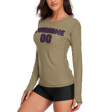 Custom Light Khaki Purple Women's Long-Sleeve Shirt