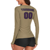 Custom Light Khaki Purple Women's Long-Sleeve Shirt