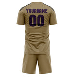 Custom Light Khaki Purple Soccer Jersey