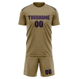 Custom Light Khaki Purple Soccer Jersey