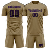Custom Light Khaki Purple Soccer Jersey
