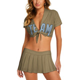Custom Light Khaki Light Blue Cheerleading Uniform Set