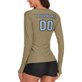 Custom Light Khaki Light Blue Women's Long-Sleeve Shirt