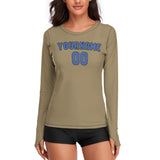 Custom Light Khaki Sky Blue Women's Long-Sleeve Shirt