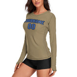 Custom Light Khaki Sky Blue Women's Long-Sleeve Shirt