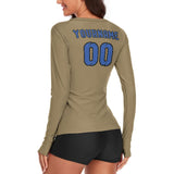 Custom Light Khaki Sky Blue Women's Long-Sleeve Shirt