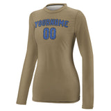Custom Light Khaki Sky Blue Women's Long-Sleeve Shirt