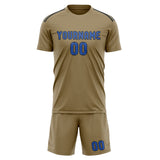 Custom Light Khaki Sky Blue Soccer Jersey
