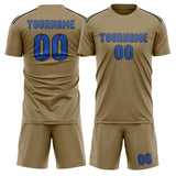 Custom Light Khaki Sky Blue Soccer Jersey
