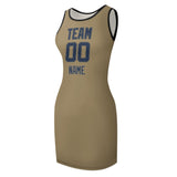 Custom Light Khaki Blue Sleeveless Vest Dress