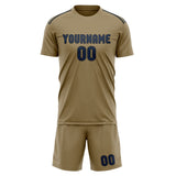 Custom Light Khaki Blue Soccer Jersey