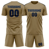 Custom Light Khaki Blue Soccer Jersey
