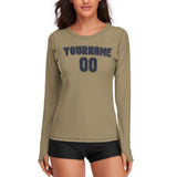 Custom Light Khaki Navy Women's Long-Sleeve Shirt
