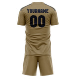 Custom Light Khaki Navy Soccer Jersey
