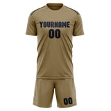 Custom Light Khaki Navy Soccer Jersey