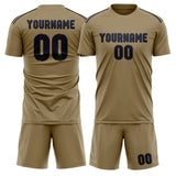 Custom Light Khaki Navy Soccer Jersey
