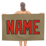 Custom Light Khaki Orange Red Beach Towel