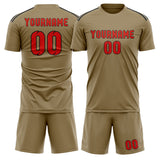 Custom Light Khaki Orange Red Soccer Jersey