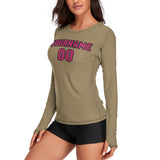 Custom Light Khaki Pink Women's Long-Sleeve Shirt