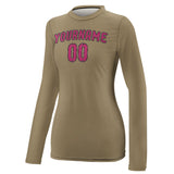 Custom Light Khaki Pink Women's Long-Sleeve Shirt