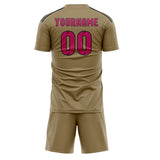 Custom Light Khaki Pink Soccer Jersey