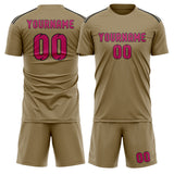 Custom Light Khaki Pink Soccer Jersey