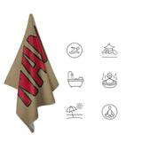 Custom Light Khaki Red Beach Towel