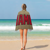 Custom Light Khaki Red Beach Towel