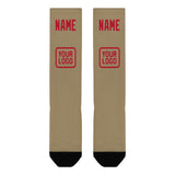 Custom Light Khaki Red Knee-High Sock