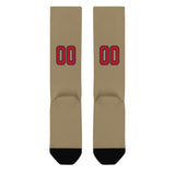 Custom Light Khaki Red Knee-High Sock