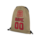 Custom Light Khaki Red Drawstring Bag