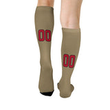 Custom Light Khaki Red Knee-High Sock