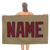 Custom Light Khaki Crimson Red Beach Towel