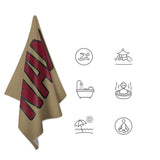 Custom Light Khaki Crimson Red Beach Towel