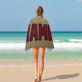 Custom Light Khaki Crimson Red Beach Towel