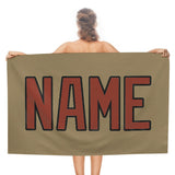 Custom Light Khaki Coral Red Beach Towel