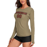 Custom Light Khaki Coral Red Women's Long-Sleeve Shirt