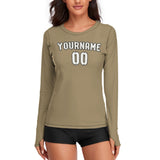 Custom Light Khaki White Women's Long-Sleeve Shirt