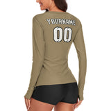 Custom Light Khaki White Women's Long-Sleeve Shirt