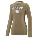 Custom Light Khaki White Women's Long-Sleeve Shirt