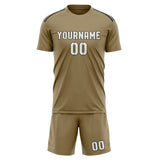 Custom Light Khaki White Soccer Jersey