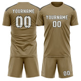Custom Light Khaki White Soccer Jersey