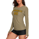 Custom Light Khaki Yellow Women's Long-Sleeve Shirt